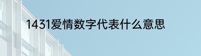 1431爱情数字代表什么意思