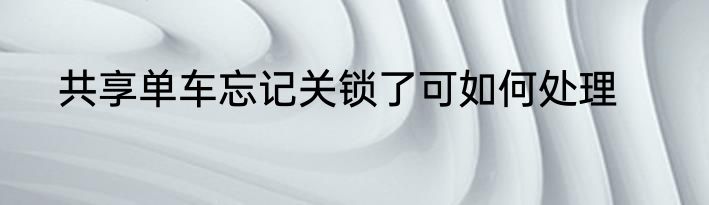 共享单车忘记关锁了可如何处理