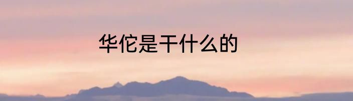 华佗是干什么的