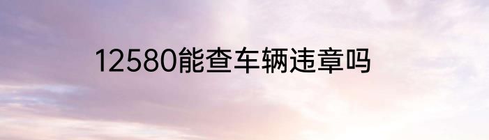 12580能查车辆违章吗