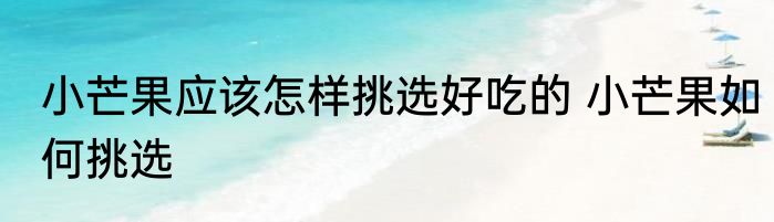 小芒果应该怎样挑选好吃的 小芒果如何挑选