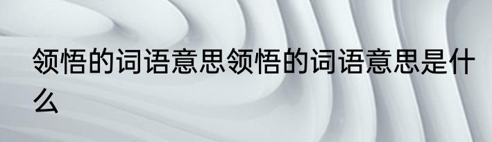 领悟的词语意思领悟的词语意思是什么