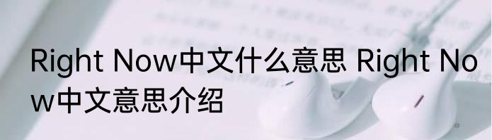 Right Now中文什么意思 Right Now中文意思介绍