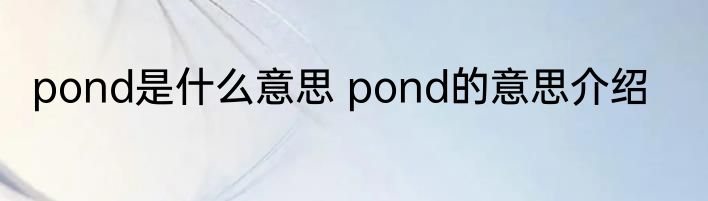 pond是什么意思 pond的意思介绍