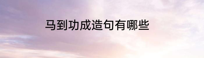 马到功成造句有哪些