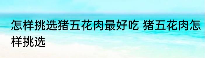 怎样挑选猪五花肉最好吃 猪五花肉怎样挑选