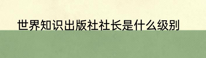 世界知识出版社社长是什么级别