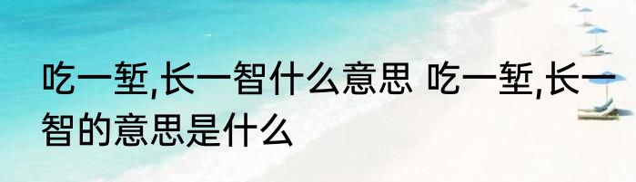 吃一堑,长一智什么意思 吃一堑,长一智的意思是什么
