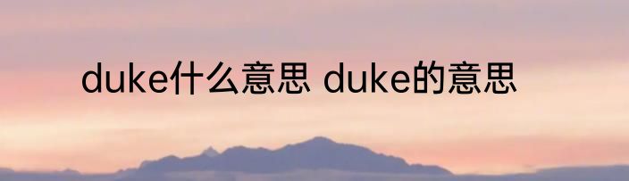 duke什么意思 duke的意思