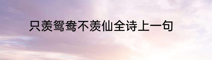 只羡鸳鸯不羡仙全诗上一句
