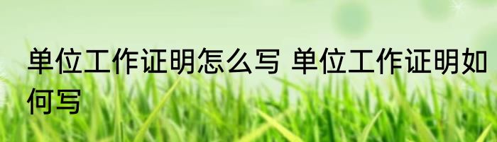 单位工作证明怎么写 单位工作证明如何写