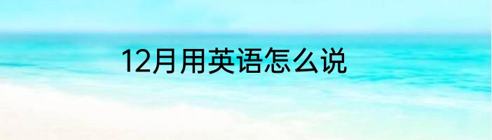 12月用英语怎么说
