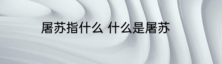 屠苏指什么 什么是屠苏