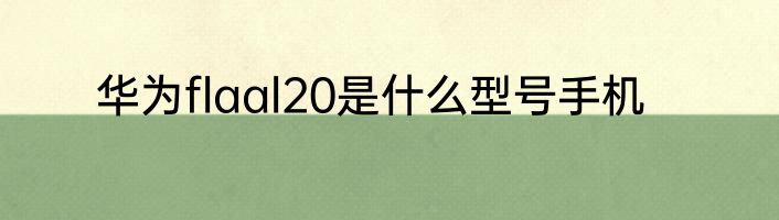 华为flaal20是什么型号手机