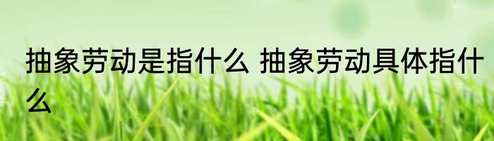 抽象劳动是指什么 抽象劳动具体指什么