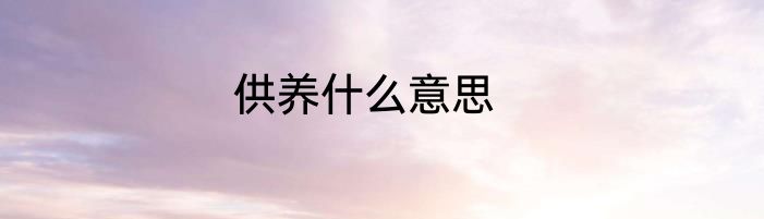 供养什么意思