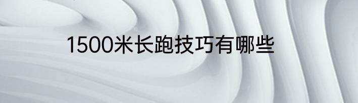 1500米长跑技巧有哪些