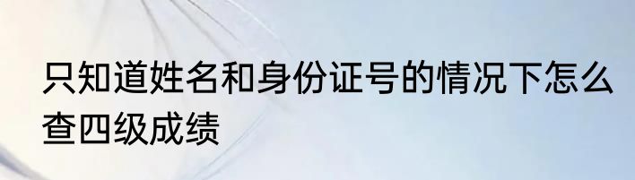 只知道姓名和身份证号的情况下怎么查四级成绩