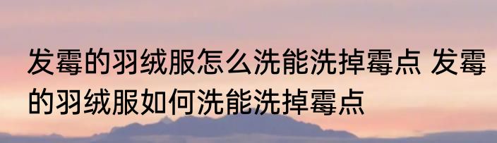 发霉的羽绒服怎么洗能洗掉霉点 发霉的羽绒服如何洗能洗掉霉点