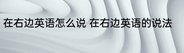 在右边英语怎么说 在右边英语的说法