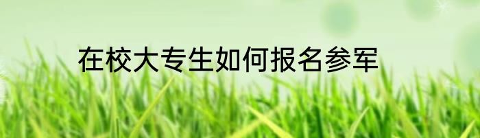 在校大专生如何报名参军