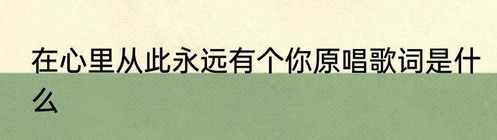 在心里从此永远有个你原唱歌词是什么