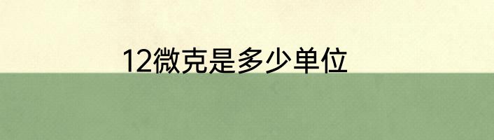 12微克是多少单位