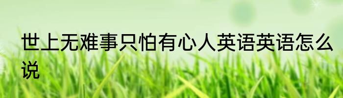 世上无难事只怕有心人英语英语怎么说