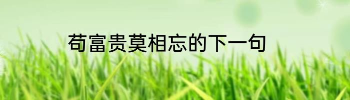 苟富贵莫相忘的下一句