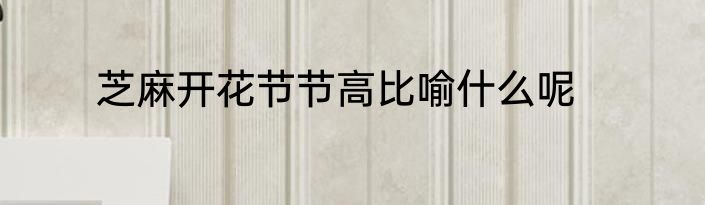 芝麻开花节节高比喻什么呢