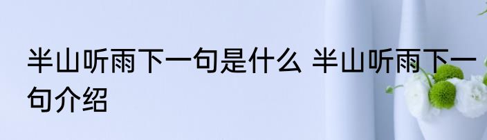 半山听雨下一句是什么 半山听雨下一句介绍