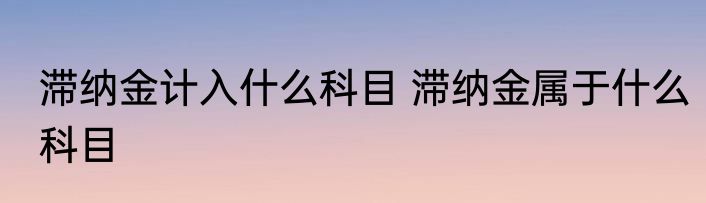 滞纳金计入什么科目 滞纳金属于什么科目