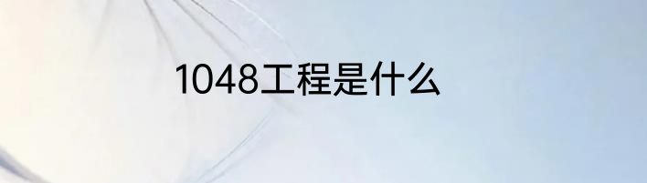 1048工程是什么