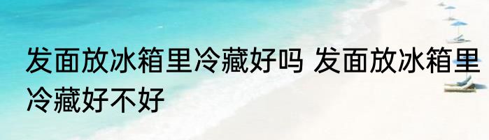发面放冰箱里冷藏好吗 发面放冰箱里冷藏好不好