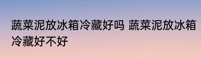 蔬菜泥放冰箱冷藏好吗 蔬菜泥放冰箱冷藏好不好