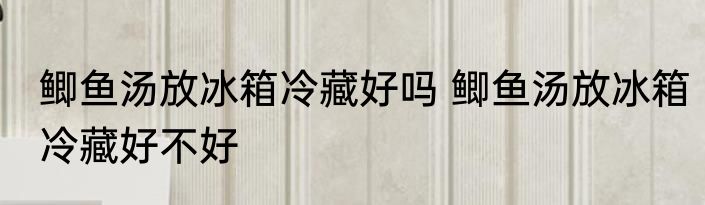 鲫鱼汤放冰箱冷藏好吗 鲫鱼汤放冰箱冷藏好不好