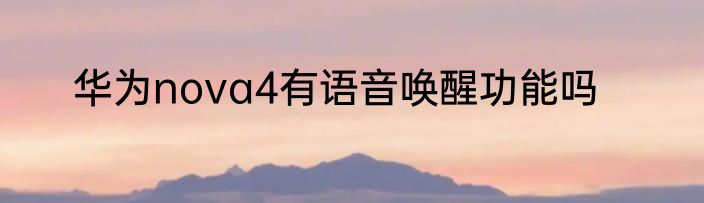 华为nova4有语音唤醒功能吗