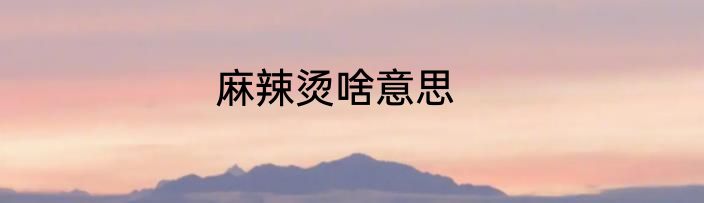 麻辣烫啥意思
