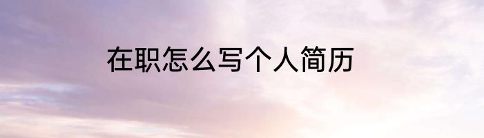 在职怎么写个人简历
