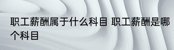 职工薪酬属于什么科目 职工薪酬是哪个科目