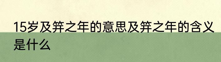 15岁及笄之年的意思及笄之年的含义是什么