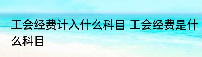 工会经费计入什么科目 工会经费是什么科目