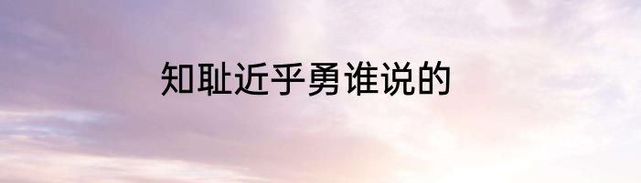 知耻近乎勇谁说的