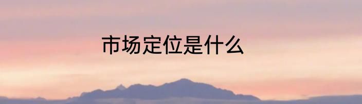 市场定位是什么