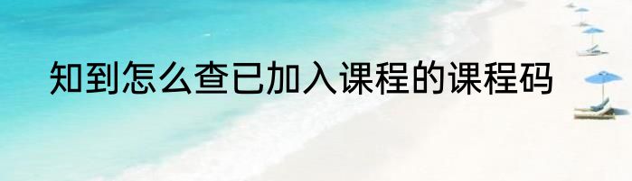 知到怎么查已加入课程的课程码