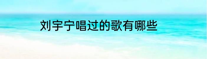 刘宇宁唱过的歌有哪些