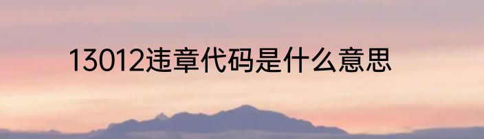 13012违章代码是什么意思