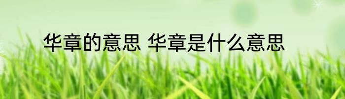 华章的意思 华章是什么意思