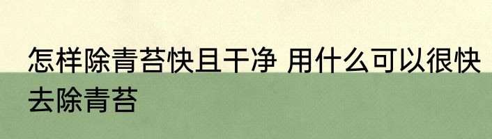 怎样除青苔快且干净 用什么可以很快去除青苔