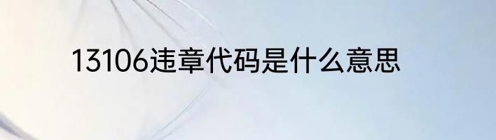 13106违章代码是什么意思